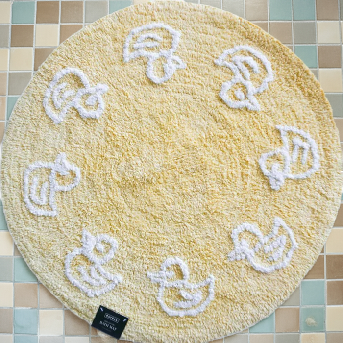 Tufted Cotton Bath Mat "Lemon Yellow" - 70cm