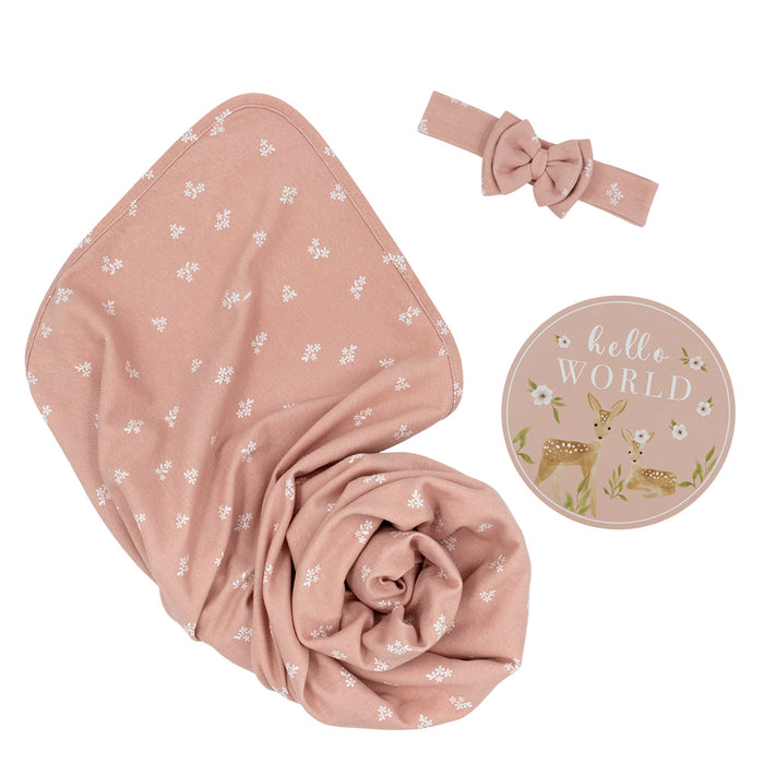 Living Textiles | Hello World Gift Set - Sophia's Garden Dusty Rose