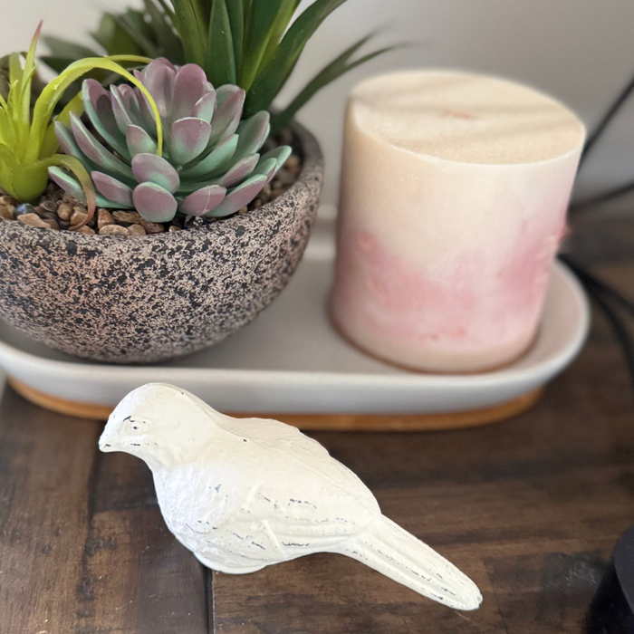 Rustic Metal Bird Ornament – Countryside Style Home Décor | Compact Paperweight Figurine 11.5cm