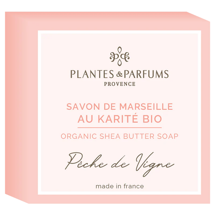 Plantes & Parfums | Fresh Peach Marseille Soap with Shea Butter 100g (Peche de Vigne)