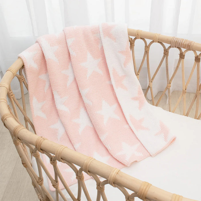 Living Textiles | Chenille Blanket - Pink Hearts