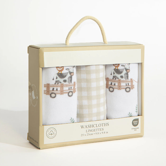 Living Textiles | Wash Cloths 3 Pack - Tractor Ride