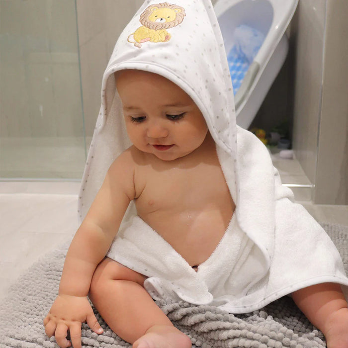 Living Textiles | Hooded Towel -  Lion/Savanna Babies