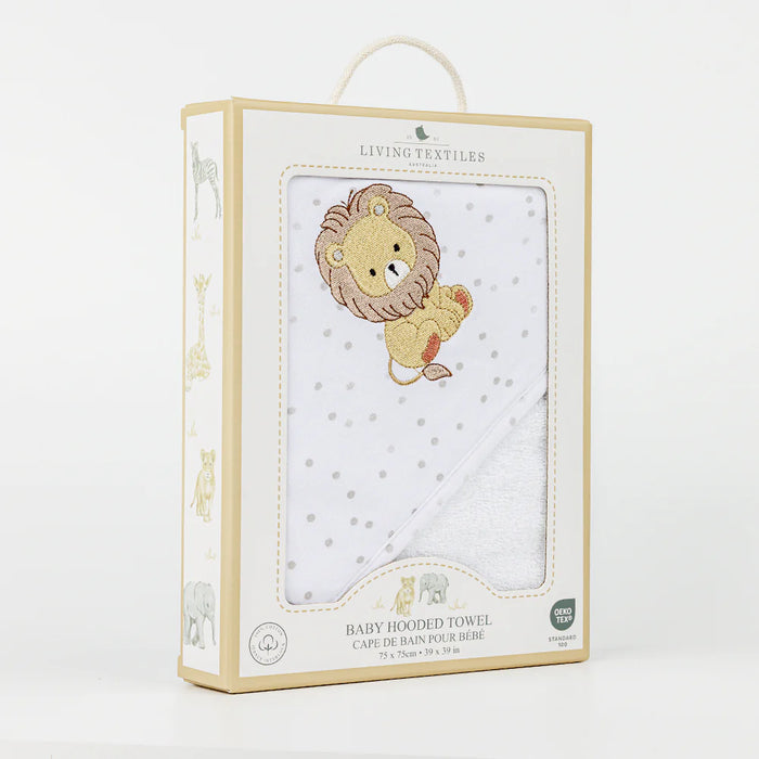 Living Textiles | Hooded Towel -  Lion/Savanna Babies