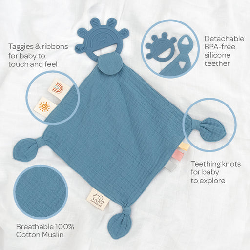 Playground by Living Textiles | Silicone Comfort Teether - Steel Blue - Lozza’s Gifts & Homewares 