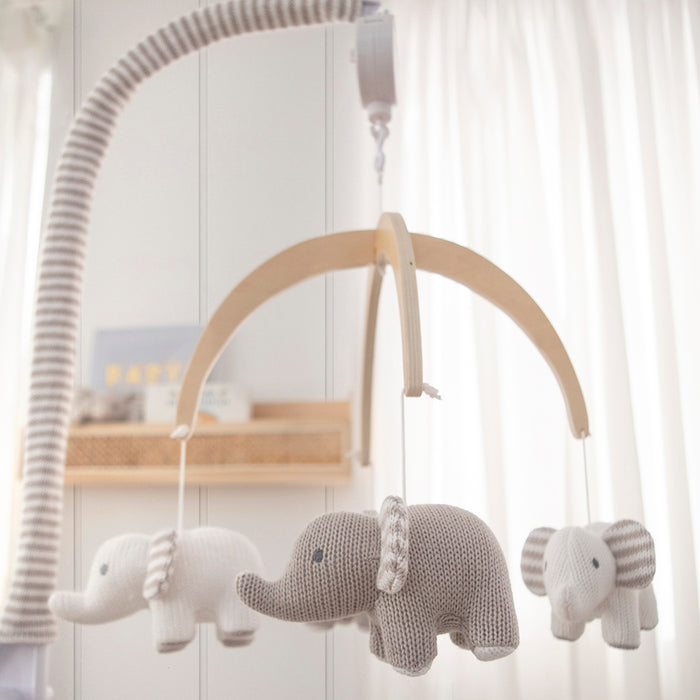 Living Textiles | Musical Cot Mobile - Elephants