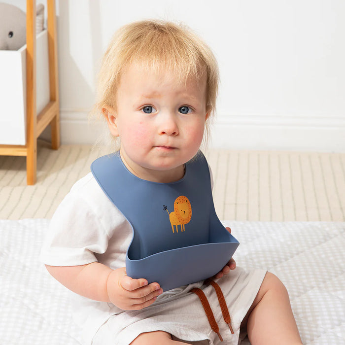 Playground | Silicone Bib - Lion/Steel Blue