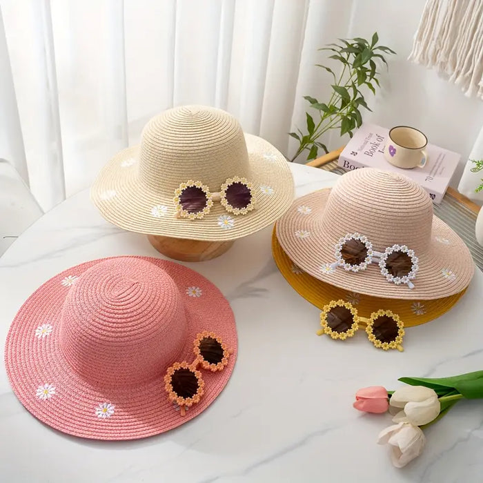 Sunflower Girls Hat – Wide Brim Summer Hat for Kids | 100% Woven Paper Straw 30cm