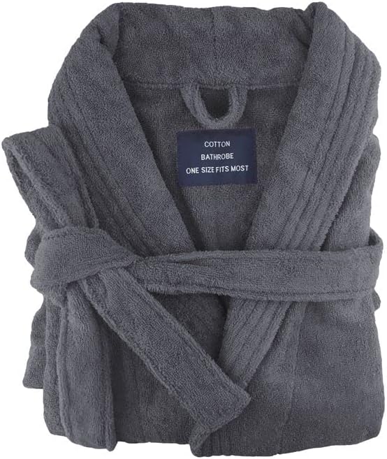 Bambury Egyptian Cotton Terry Towelling Bathrobe – Luxury Charcoal Spa Robe - Small/Medium