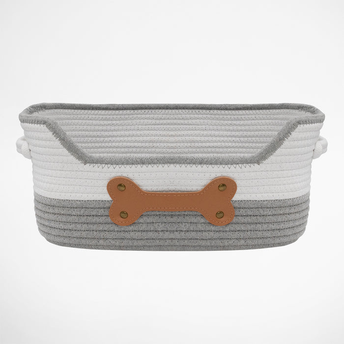 Louie Living | Dog Toy Basket - Faux Leather Bone with Studs