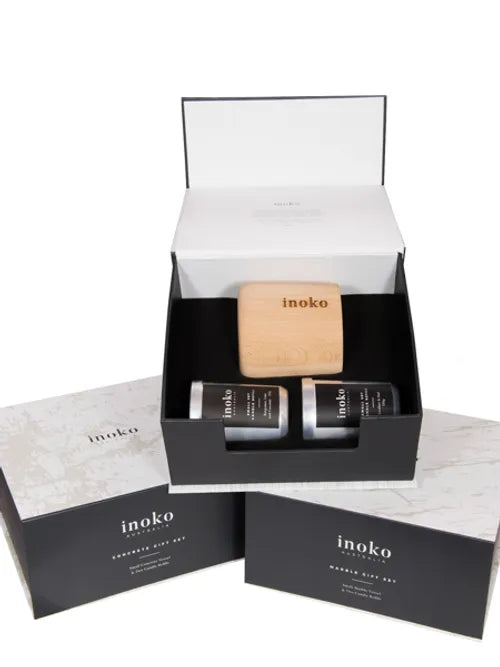 Inoko Australia | Timber Gift Set - Timber Vessel  & Two Large Candle Refills - Large