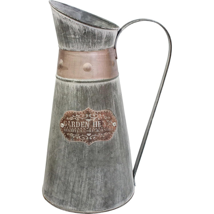 Rustic Metal Watering Can – Tall Jug Style Garden Planter | Decorative Herb Farmhouse Vase 30cm