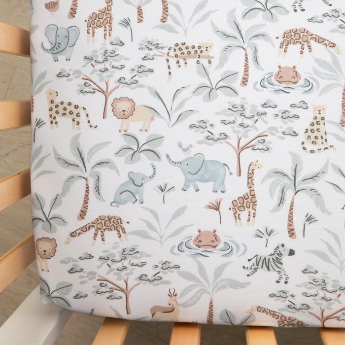 Living Textiles | Organic Jersey Cot Fitted Sheet - Wild Safari