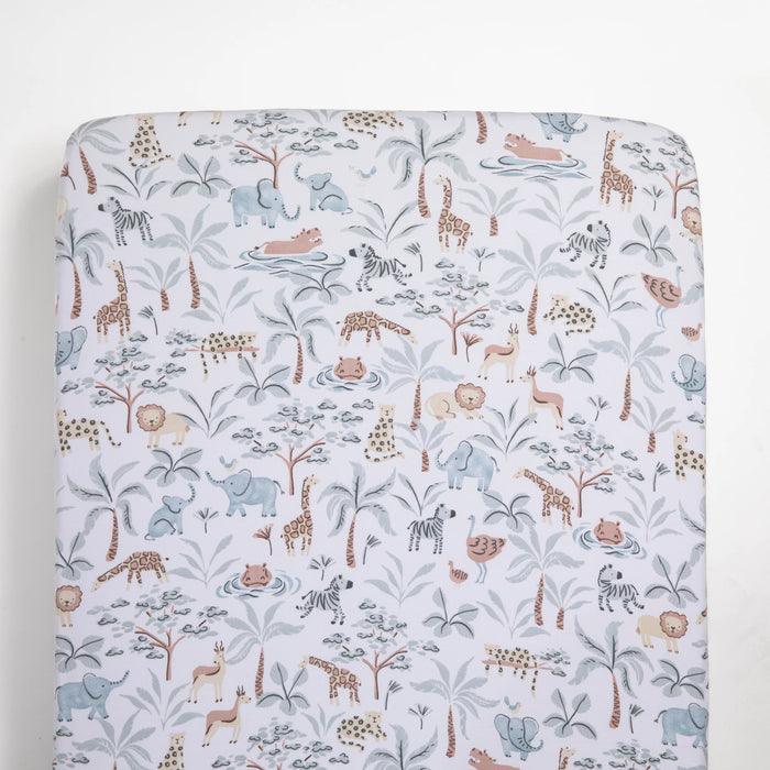 Living Textiles | 2 pk Organic Jersey Cot Fitted Sheet - Wild Safari