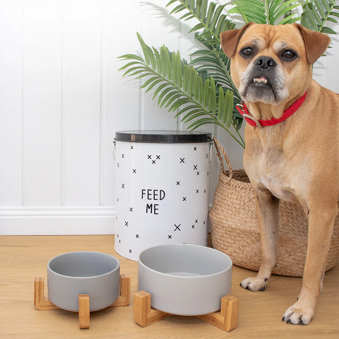 Louie Living | Ceramic Pet Bowl with Stand - Large