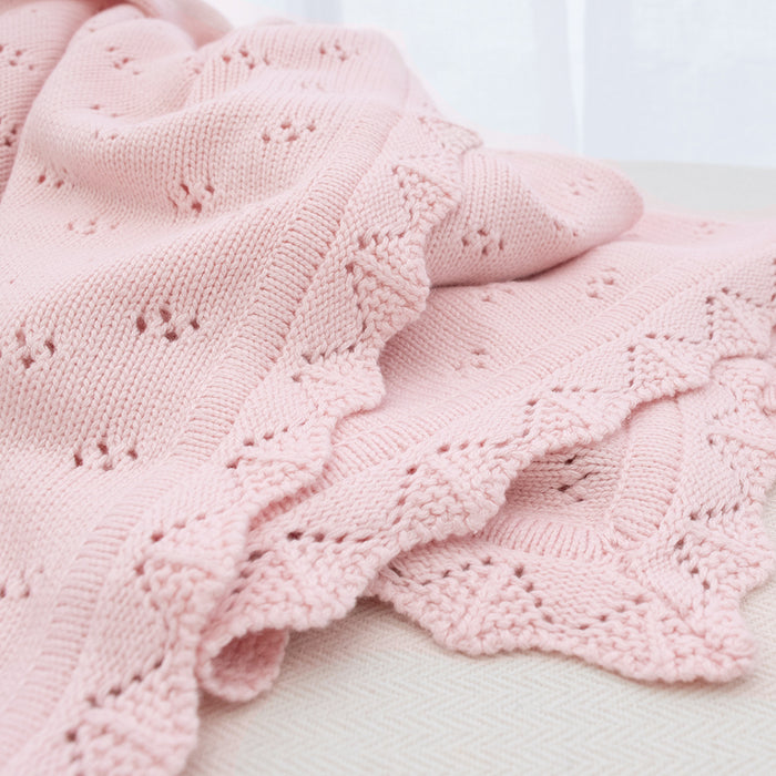 Living Textiles | Bamboo Cotton Heirloom Blanket - Blush - Lozza’s Gifts & Homewares 