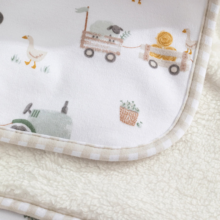 Living Textiles | Jersey/Sherpa Pram Blanket - Tractor Ride