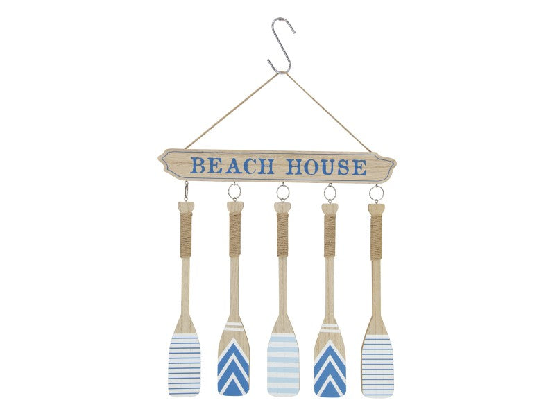 Beach House Sign with Hanging Oars - 38x37cm