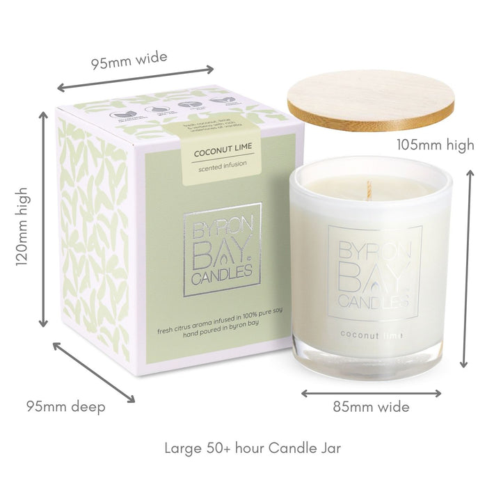 Byron Bay Candles | Large 50 Hour Scented Pure Soy Candle - Coconut Lime