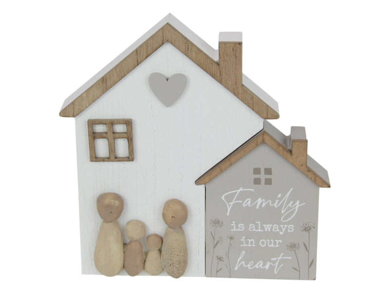 Family House Plaque with Rock Family - 35x18cm