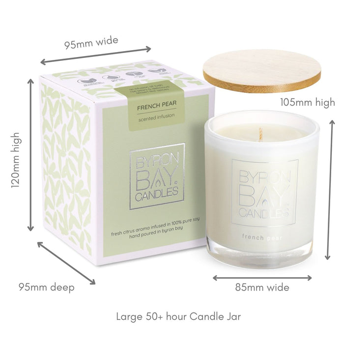 Byron Bay Candles | Large 50 Hour Scented Pure Soy Candle - French Pear