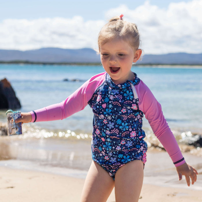 Girls Ruffles 'n' Swimwear Rashguard| Flower Power