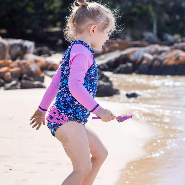 Girls Ruffles 'n' Swimwear Rashguard| Flower Power