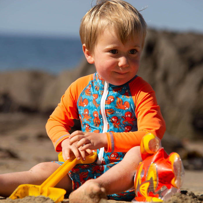 Boys All-In-One Swim Snap Sunsuit | ‘O’ is for Octopus