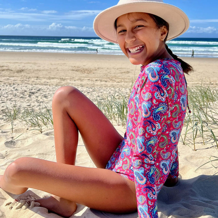 Girls Long Sleeve Swimsuit | Fiesta! - Sise 12