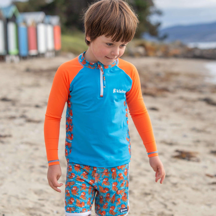 Boys L'il Rascal Boardshorts & Rashie Set | 'O' is for Octopus