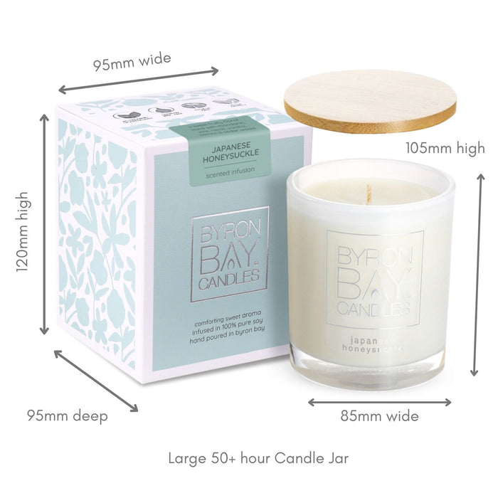 Byron Bay Candles | Scented Pure Soy Candle - 50 Hour Large -  Japanese Honeysuckle