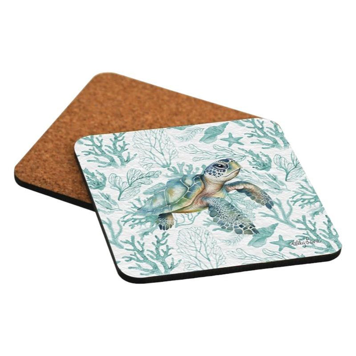 Kelly Lane | Coastal Turtle Cork Coasters - 6 Pack GIft Box