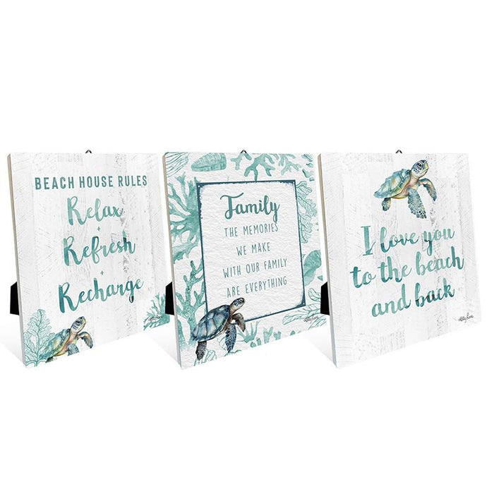 Kelly Lane | Aqua Turtle Ceramic Sentiment Plaque S/3 Assorted