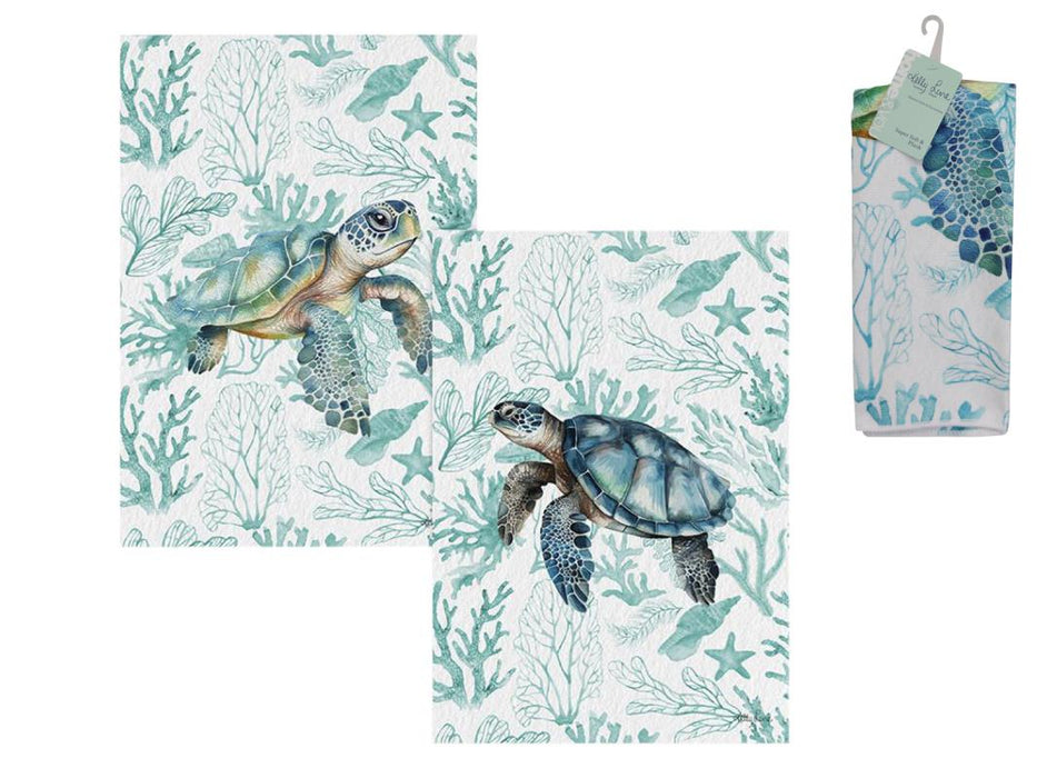 Kelly Lane | Coastal Turtle Tea Towel - 2 Pack - 40x60cm