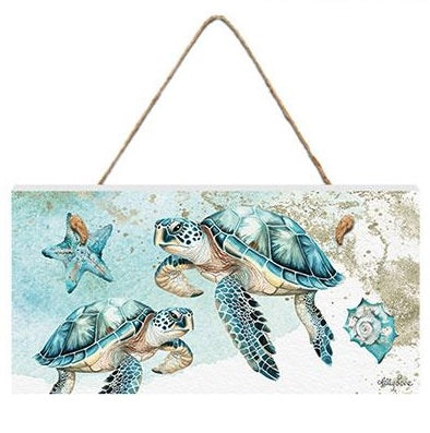 Kelly Lane | Aqua Turtle Hanging Plaque - 15x30cm- Set of 3