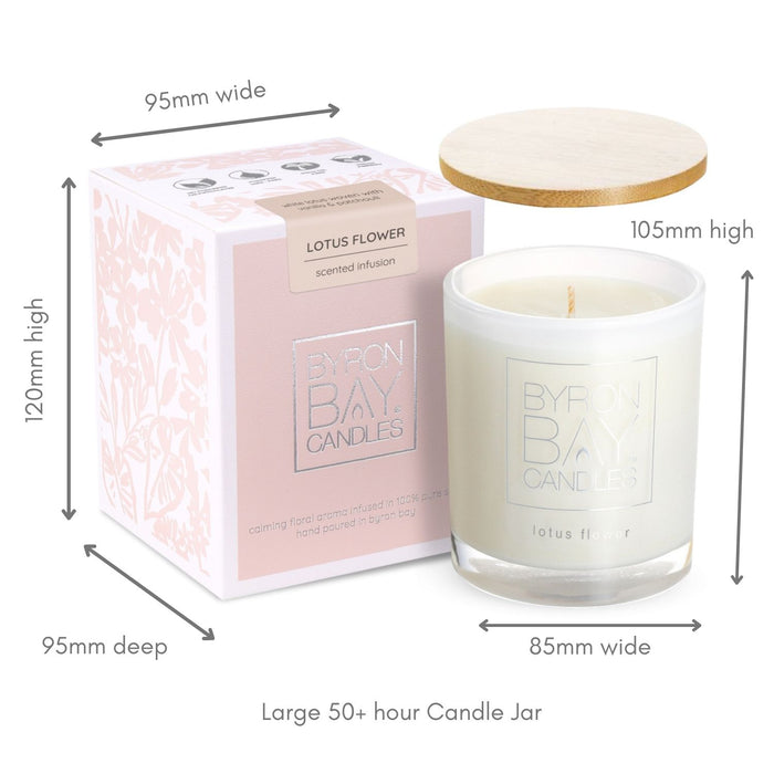 Byron Bay Candles | Scented Pure Soy Candle - 50 Hour Large - Lotus Flower