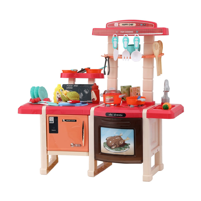 Keezi Kids Kitchen Pretend Play Set | Cooking Sound Steam Light