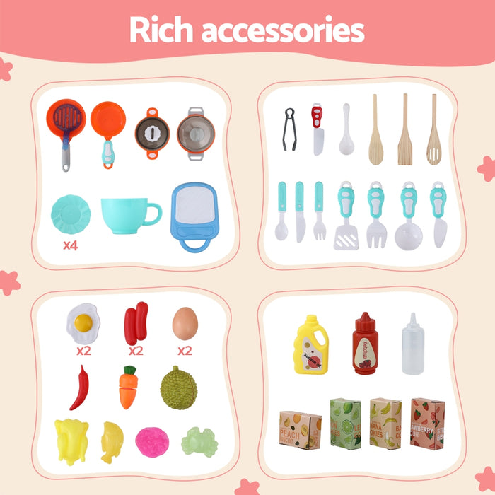 Keezi Kids Kitchen Pretend Play Set | Cooking Sound Steam Light