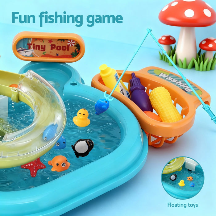 Keezi Kids Pretend Kitchen Sink Play Set | Faucet & Fishing Toys