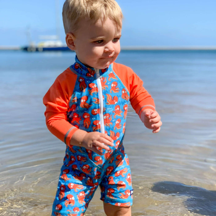 Boys All-In-One Swim Snap Sunsuit | ‘O’ is for Octopus