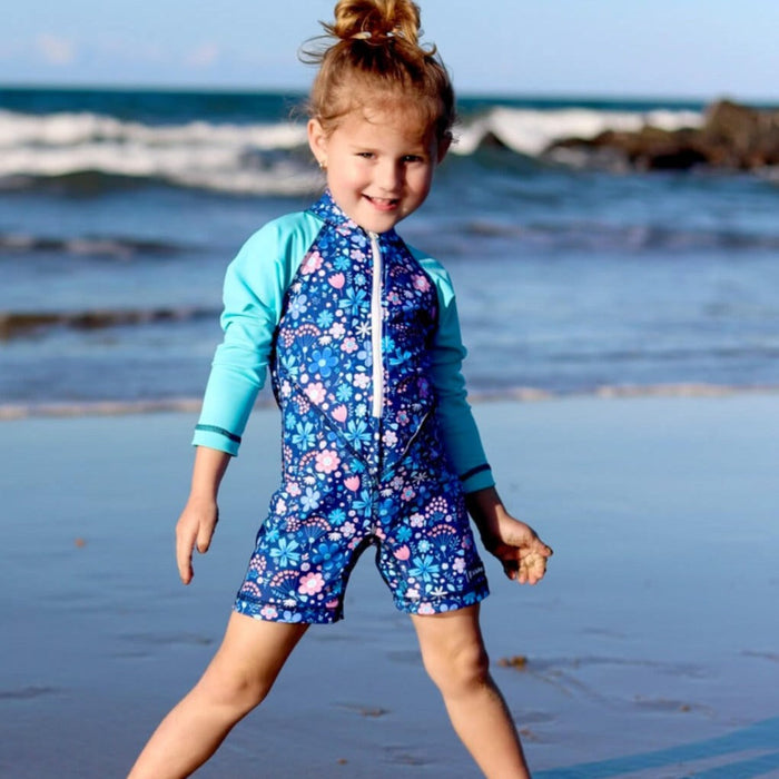 Girls All-in-one Swim Sunsuit | Flower Power