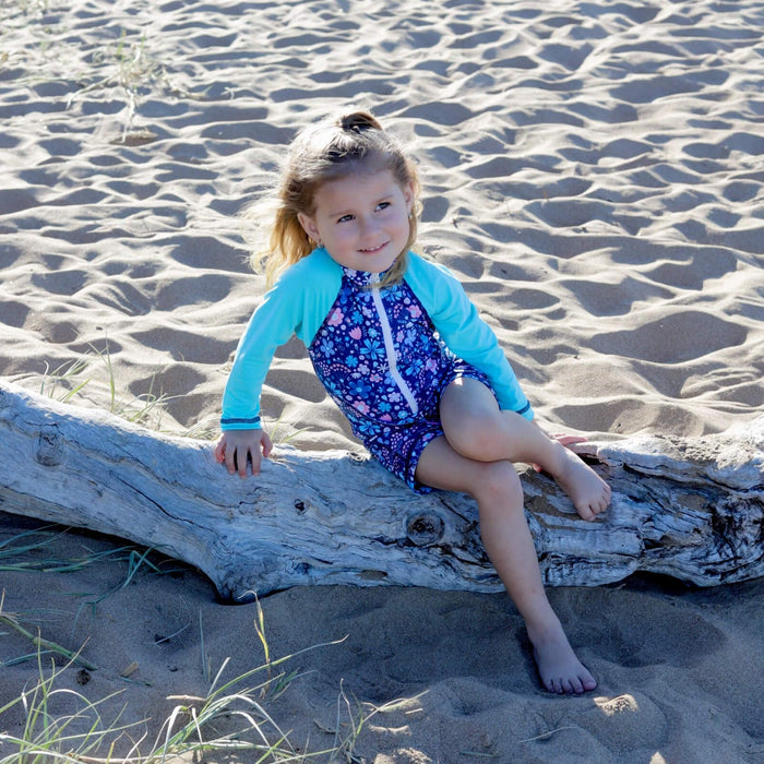 Girls All-in-one Swim Sunsuit | Flower Power