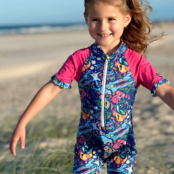 Girls Ruffle Swim Sunsuit | Aussie Carnivale