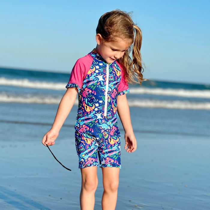 Girls Ruffle Swim Sunsuit | Aussie Carnivale