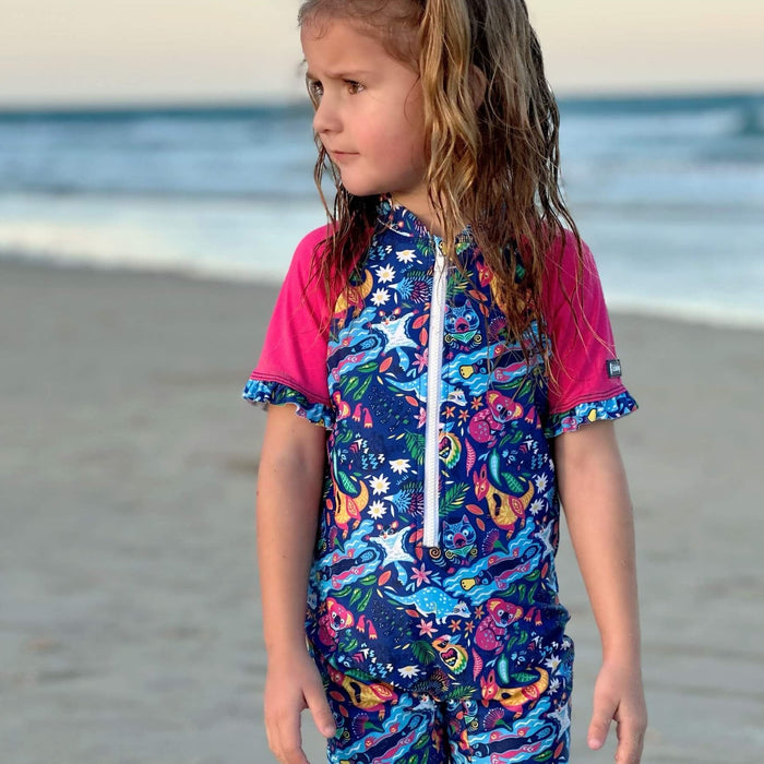 Girls Ruffle Swim Sunsuit | Aussie Carnivale