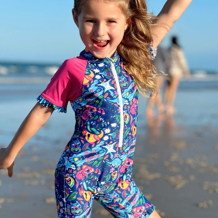 Girls Ruffle Swim Sunsuit | Aussie Carnivale