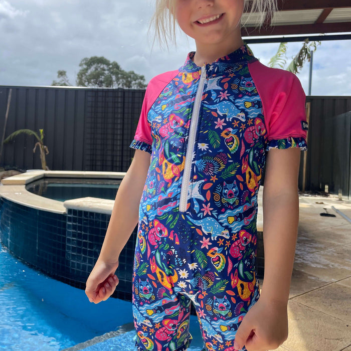 Girls Ruffle Swim Sunsuit | Aussie Carnivale