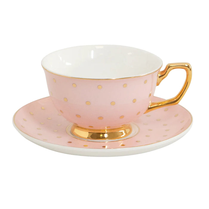 Cristina Re | Teacup & Saucer -  Polka Gold Blush