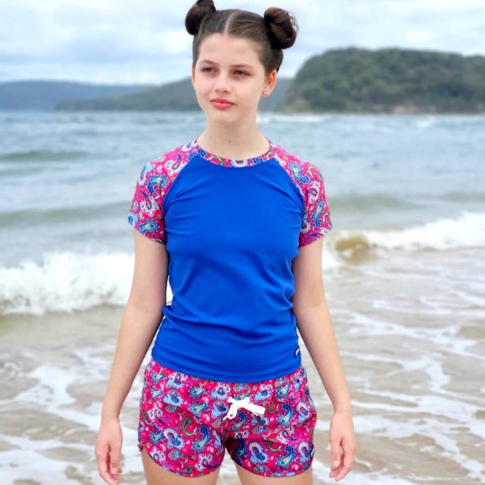 Girls Short Sleeve Rashguard Sun Top | Fiesta!