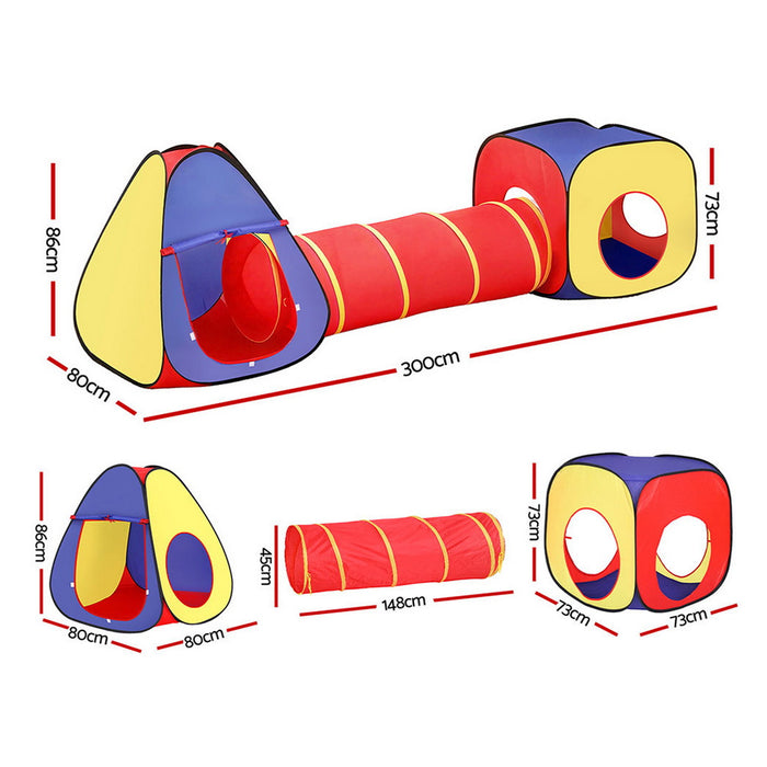 Keezi Kids Play Tent Pop Up Playhouse | Teepee Castle & Tunnel